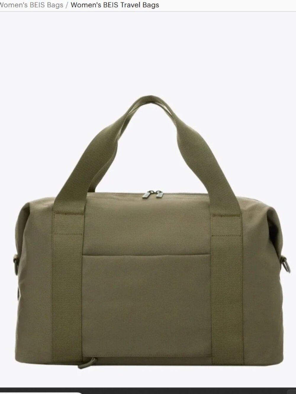 Beis The BEISics Duffle In Olive Travel Gym Tote Large Weekender Bag - Picture 3 of 16